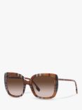Burberry BE4323 Women's Caroll Square Sunglasses, Check Brown/Brown Gradient