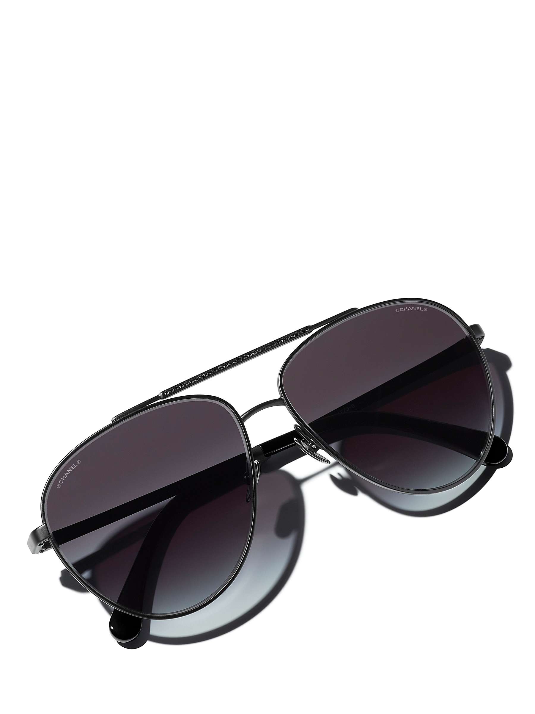 Buy CHANEL Pilot Sunglasses CH4279B Matte Black/Blue Gradient Online at johnlewis.com