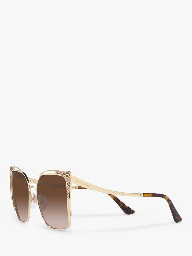 BVLGARI BV6179 Women's Butterfly Sunglasses, Gold/Brown Gradient