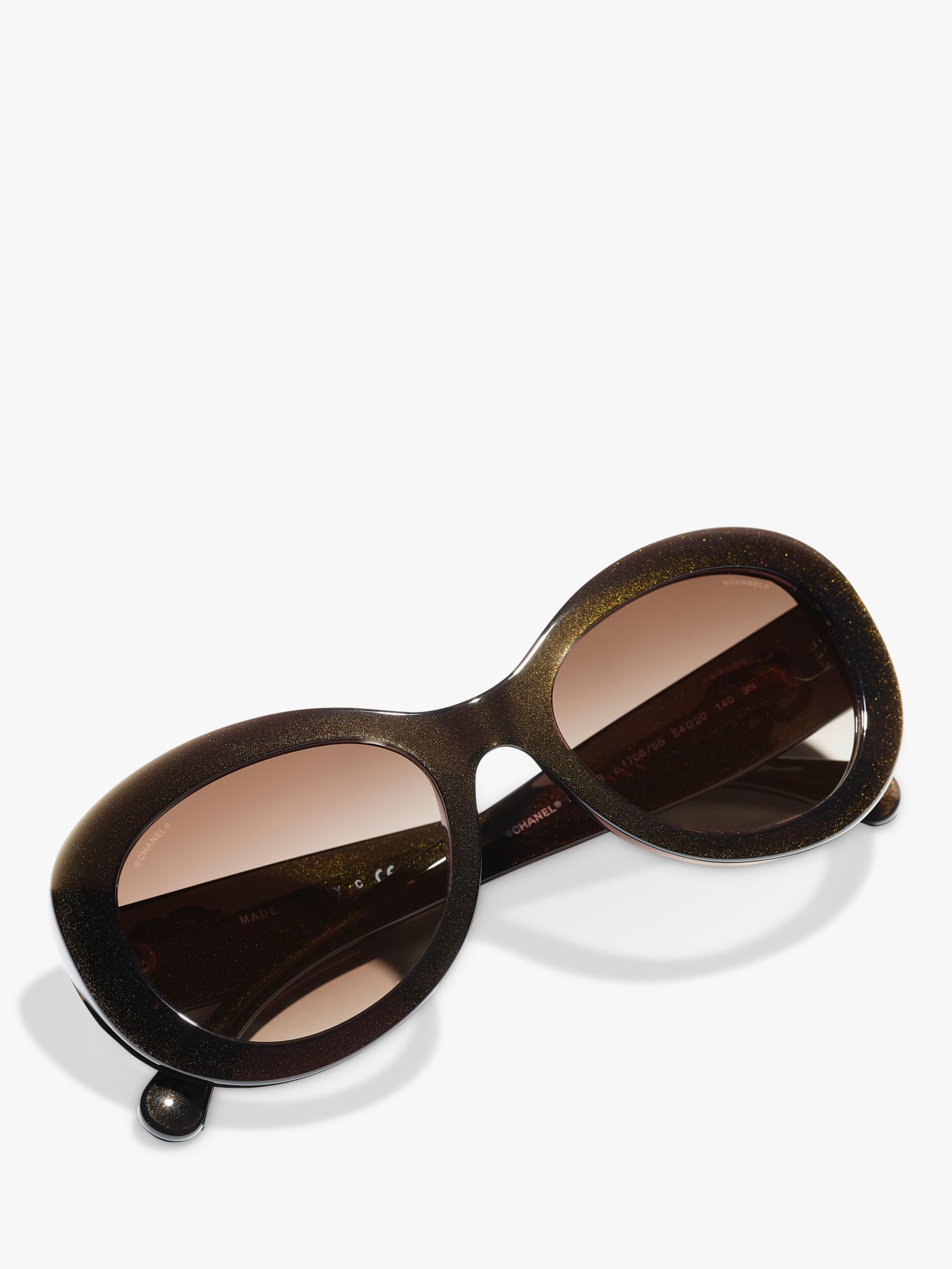 CHANEL Oval Sunglasses CH5469B Iridescent Brown/Brown Gradient at John Lewis  & Partners