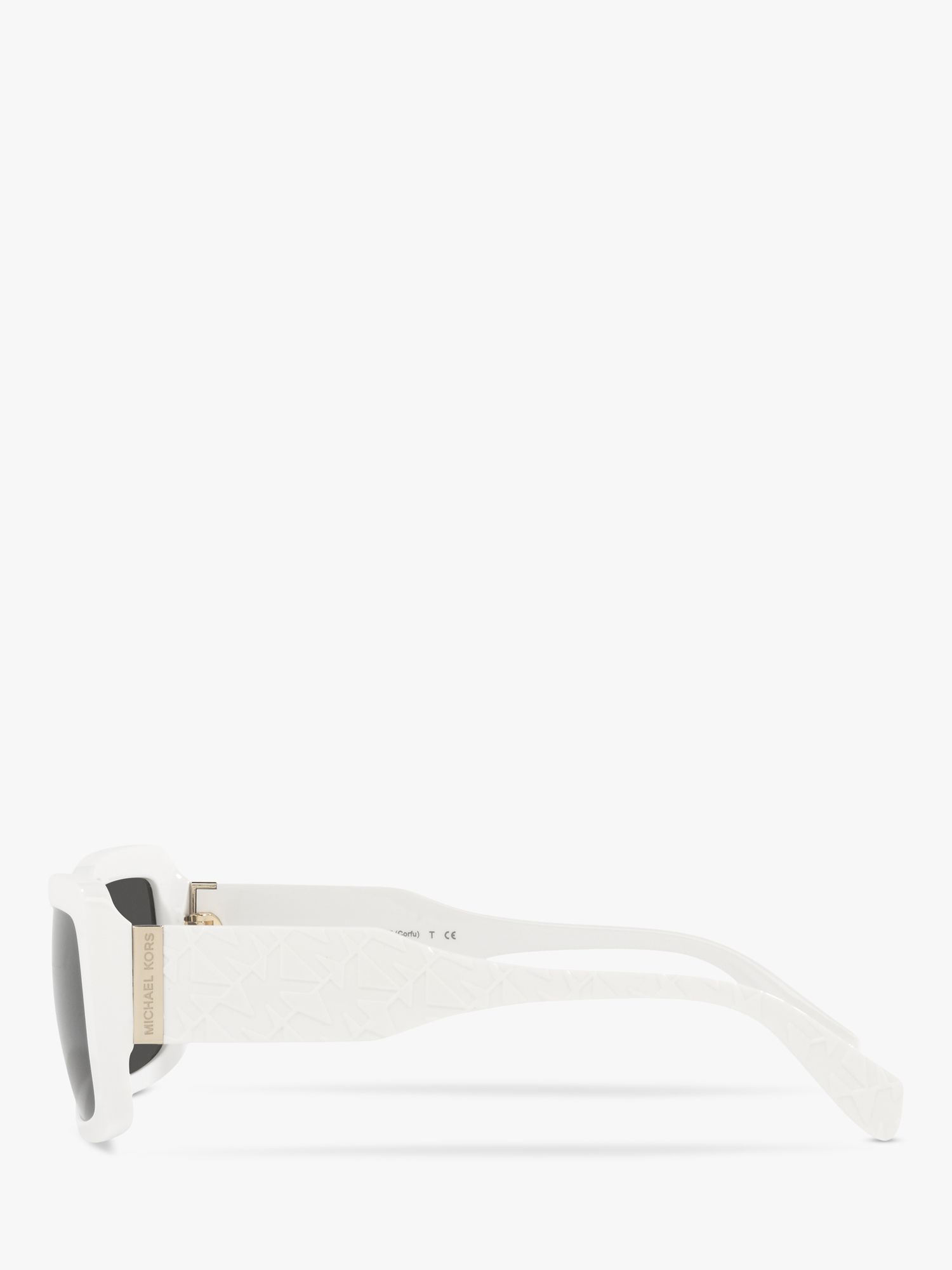 Michael Kors MK2165 Women's Corfu Rectangular Sunglasses, Optic White/Grey