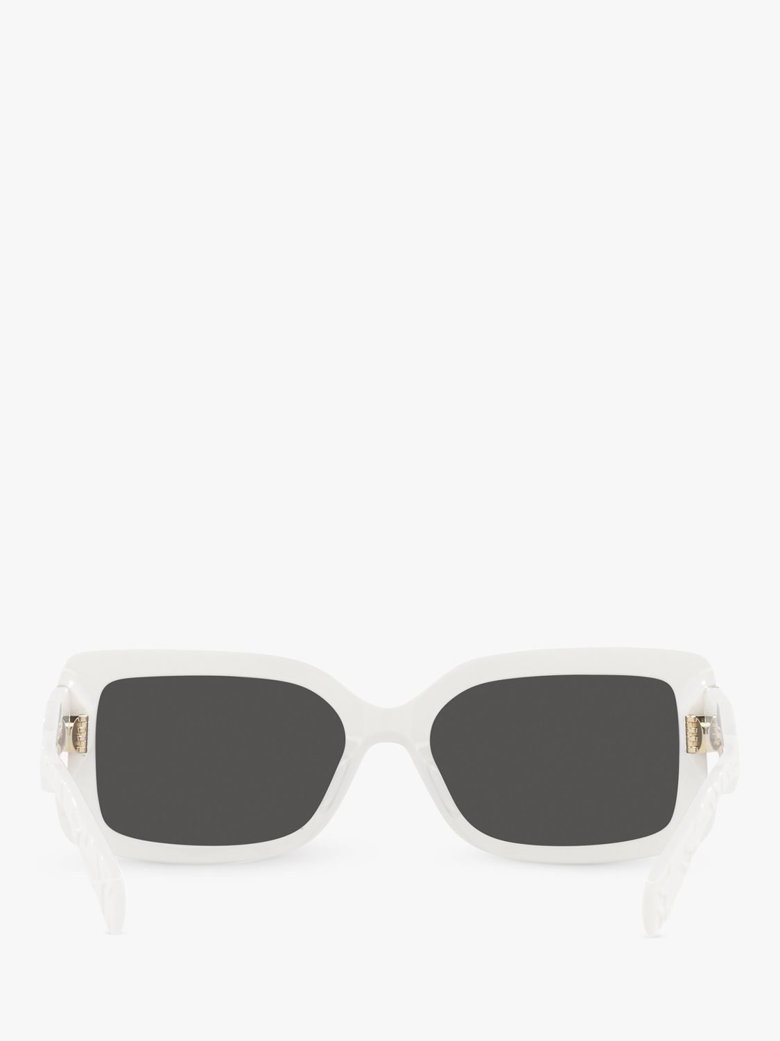 Michael Kors MK2165 Women's Corfu Rectangular Sunglasses, Optic White/Grey