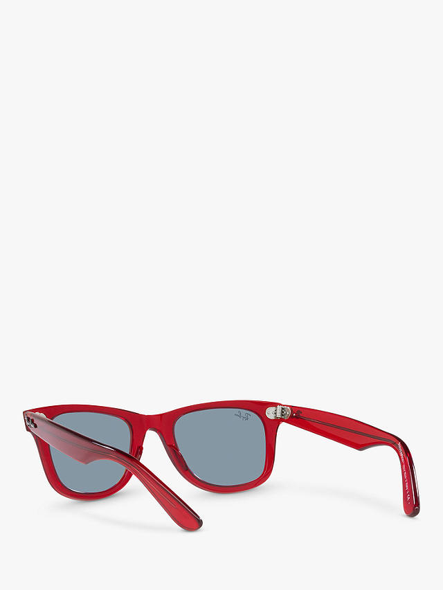 Ray-Ban RB2140 Unisex Original Wayfarer Sunglasses, Transparent Red/Blue