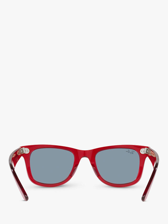 Ray-Ban RB2140 Unisex Original Wayfarer Sunglasses, Transparent Red/Blue