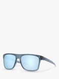 Oakley OO9100 Men's Leffingwell Prizm Polarised Rectangular Sunglasses, Crystal Black/Blue