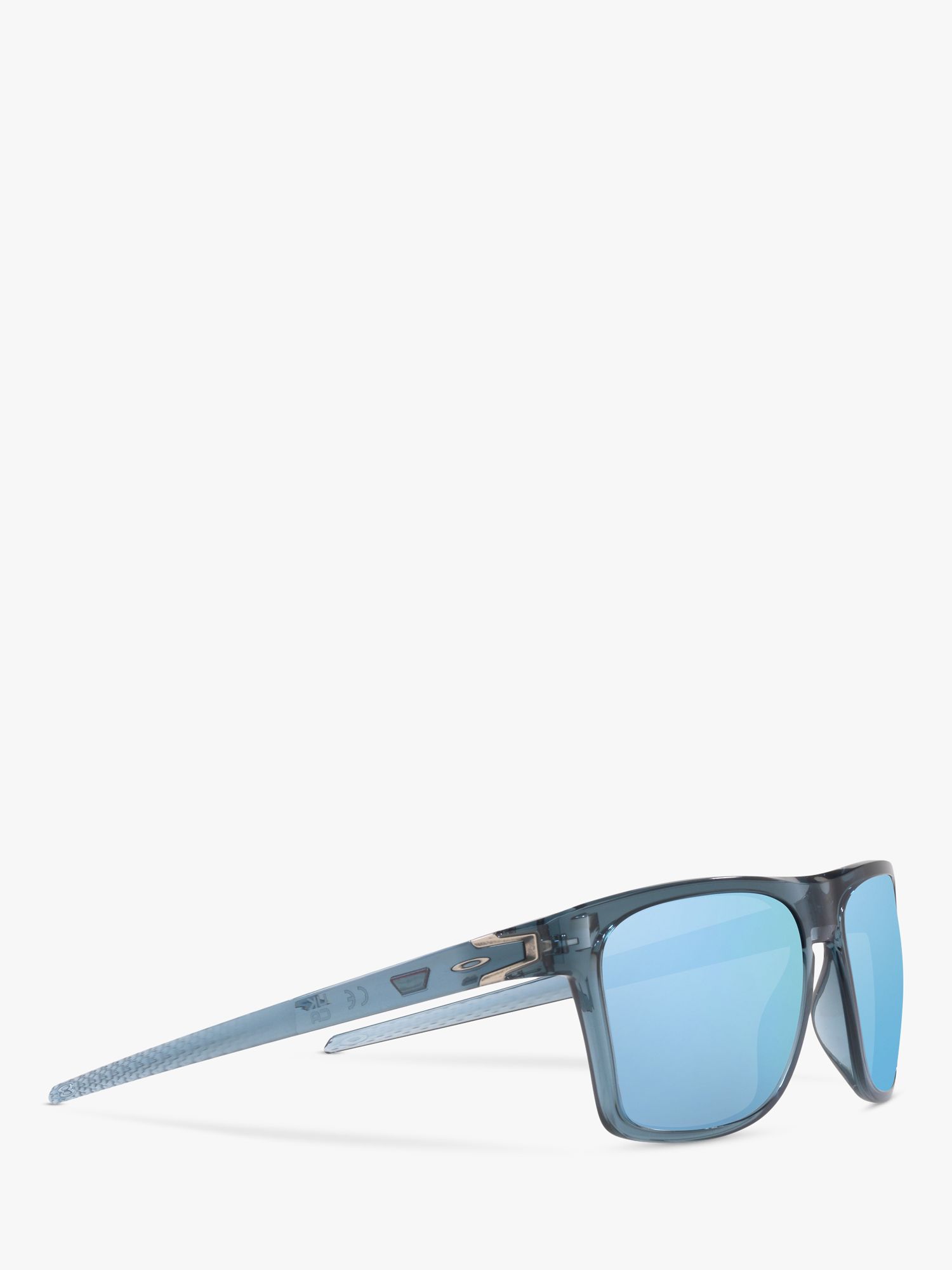 Oakley OO9100 Men's Leffingwell Prizm Polarised Rectangular Sunglasses,  Crystal Black/Blue at John Lewis & Partners