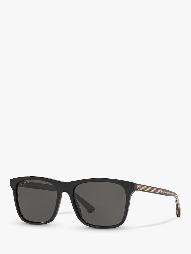 Gucci GG0381SN Men's Rectangular Sunglasses, Black/Grey