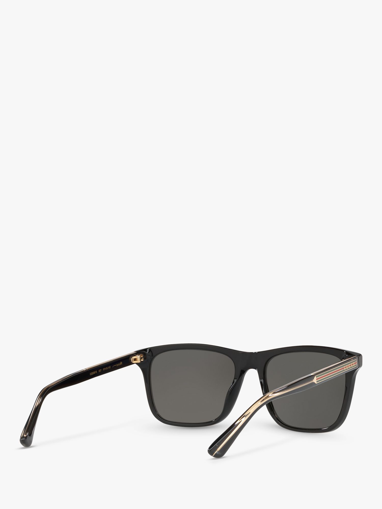 Gucci GG0381SN Men's Rectangular Sunglasses, Black/Grey at John Lewis ...