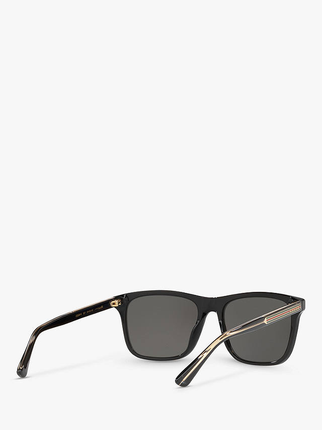 Gucci GG0381SN Men's Rectangular Sunglasses, Black/Grey