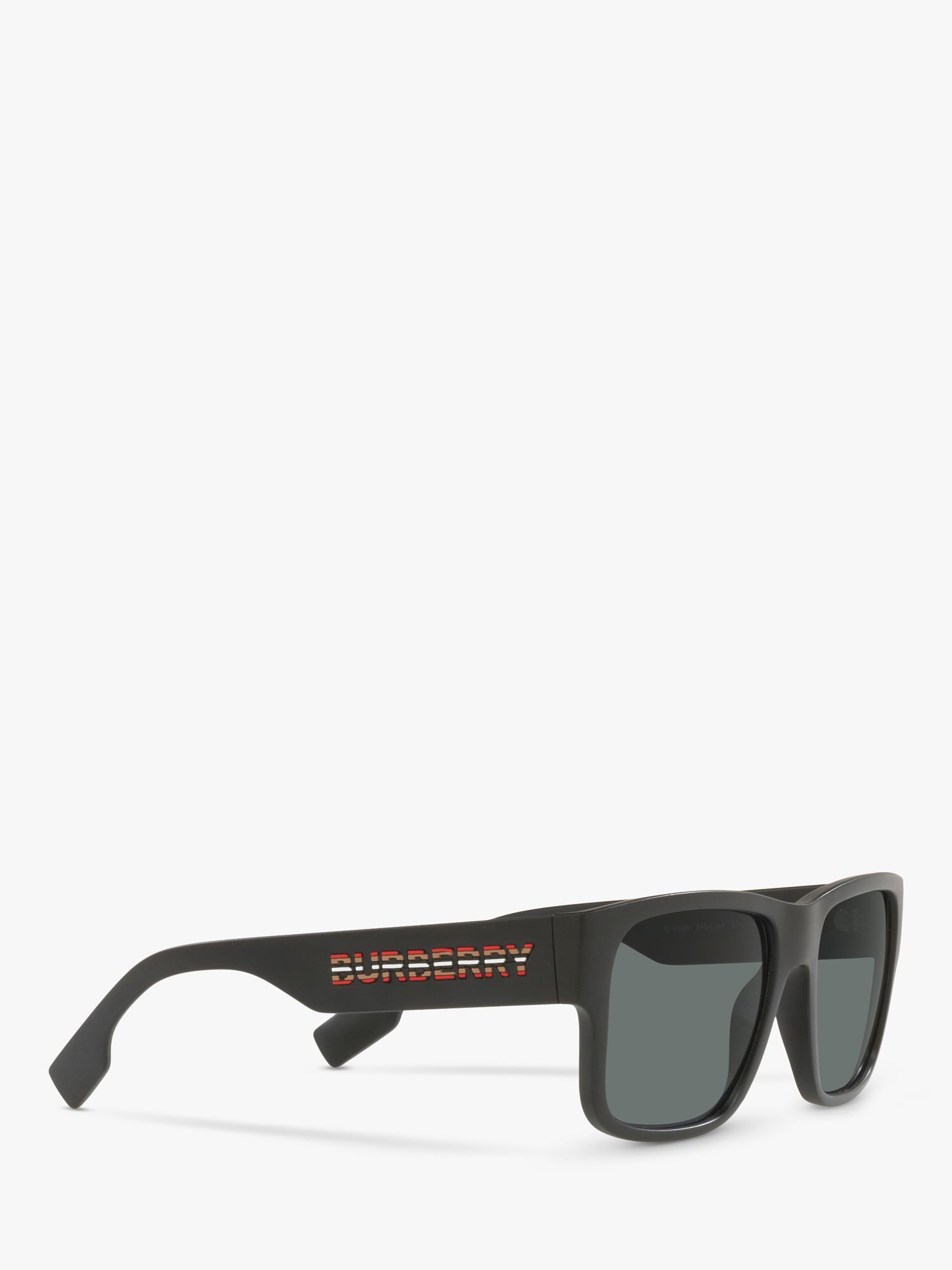 Burberry BE4358 Men's Knight Polarised Square Sunglasses, Matte Black/Grey  at John Lewis & Partners