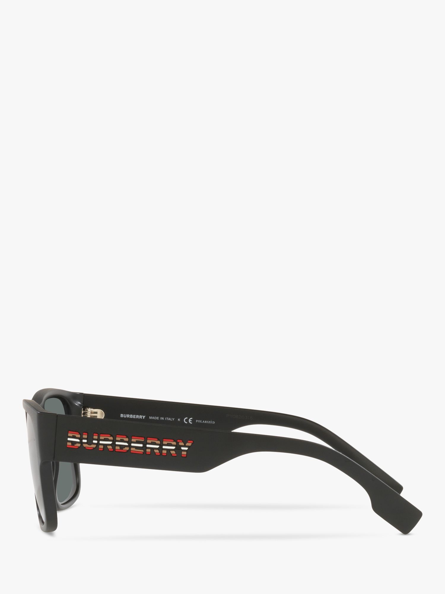 Burberry BE4358 Men's Knight Polarised Square Sunglasses, Matte Black ...