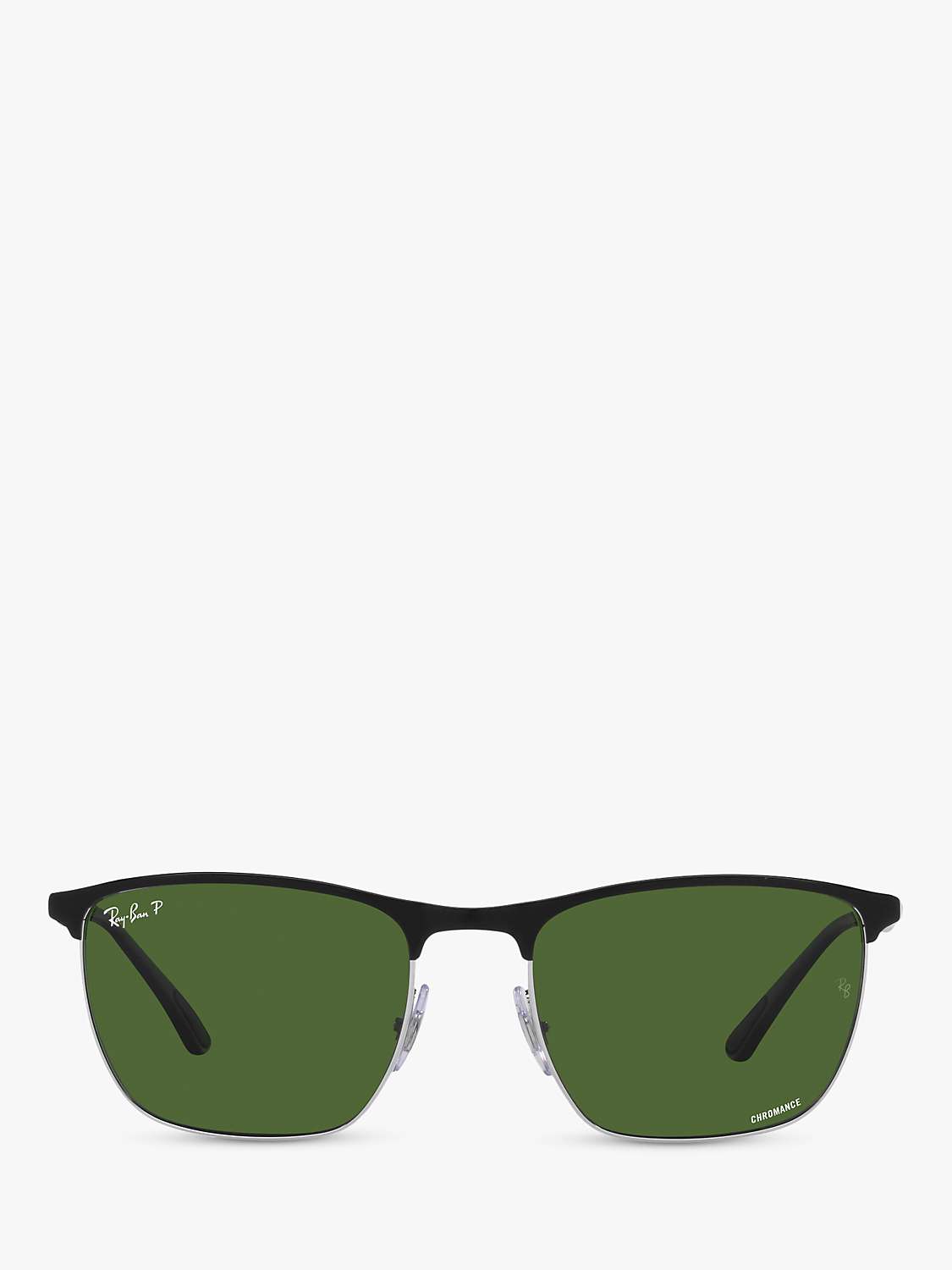 Buy Ray-Ban RB36869 Unisex Polarised Square Sunglasses, Black on Silver/Green Online at johnlewis.com