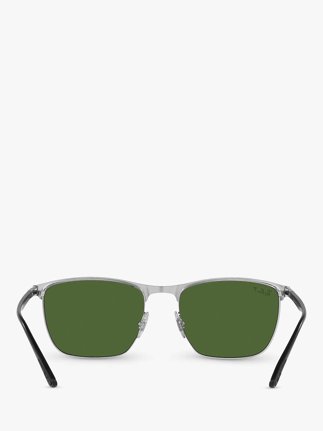 Buy Ray-Ban RB36869 Unisex Polarised Square Sunglasses, Black on Silver/Green Online at johnlewis.com