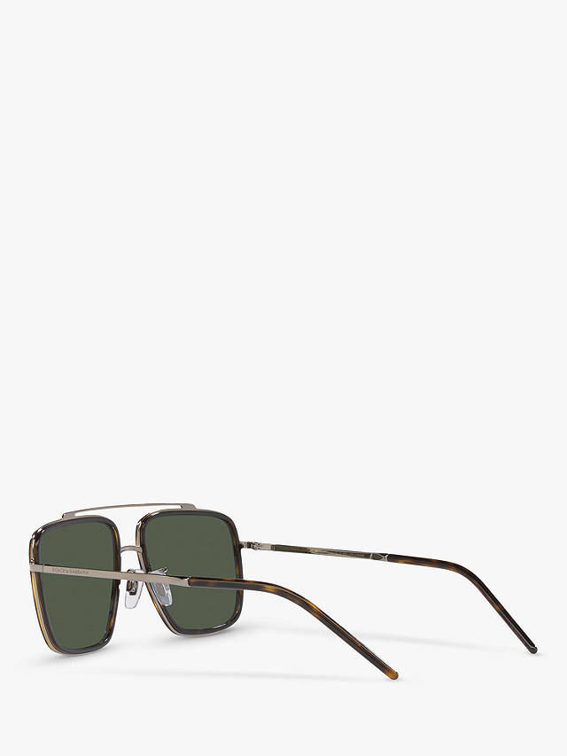 Dolce & Gabbana DG2220 Men's Polarised Square Sunglasses, Bronze/Green