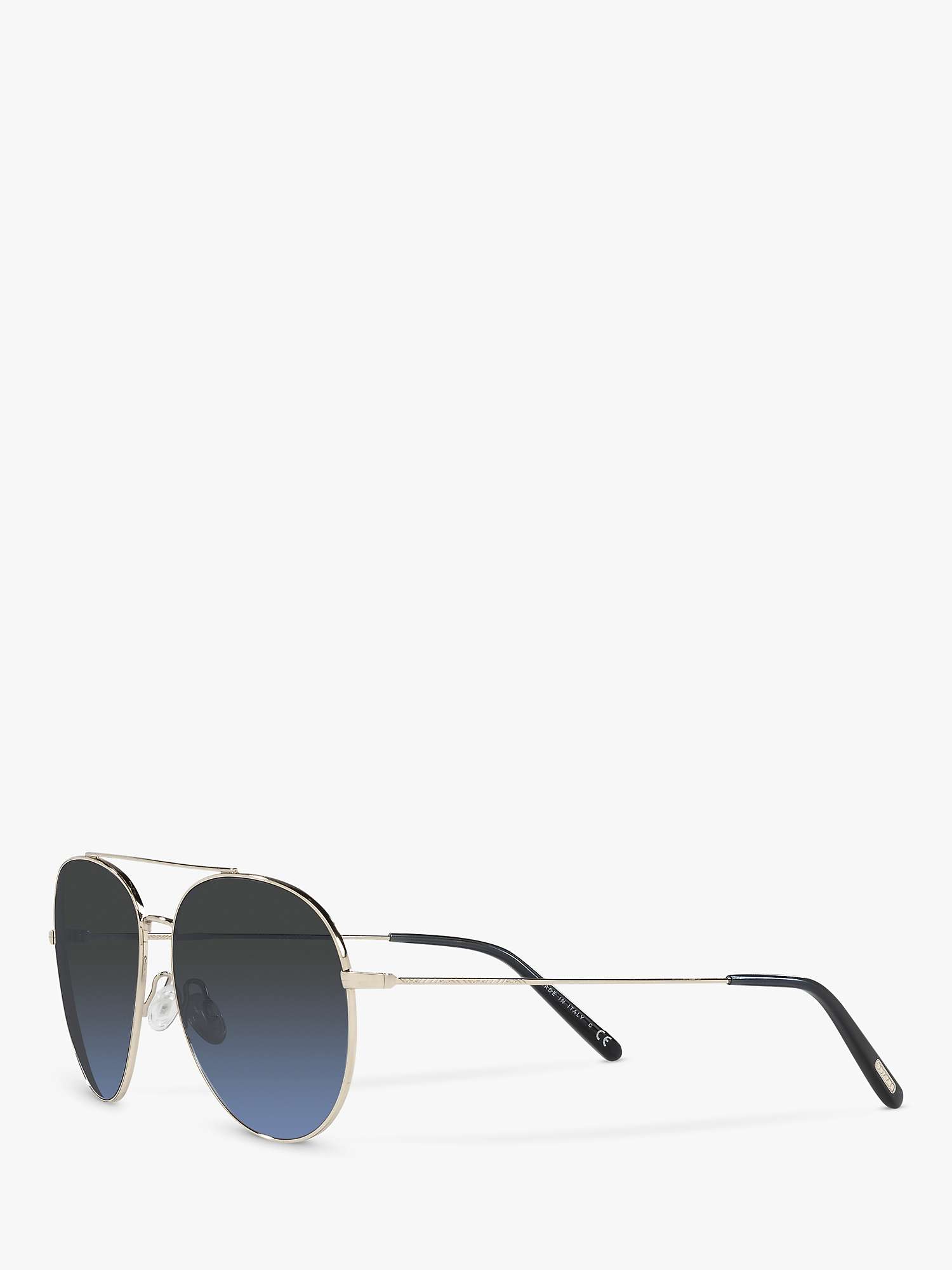 Buy Oliver Peoples OV1286S Unisex Polarised Aviator Sunglasses, Soft Gold/Blue Gradient Online at johnlewis.com
