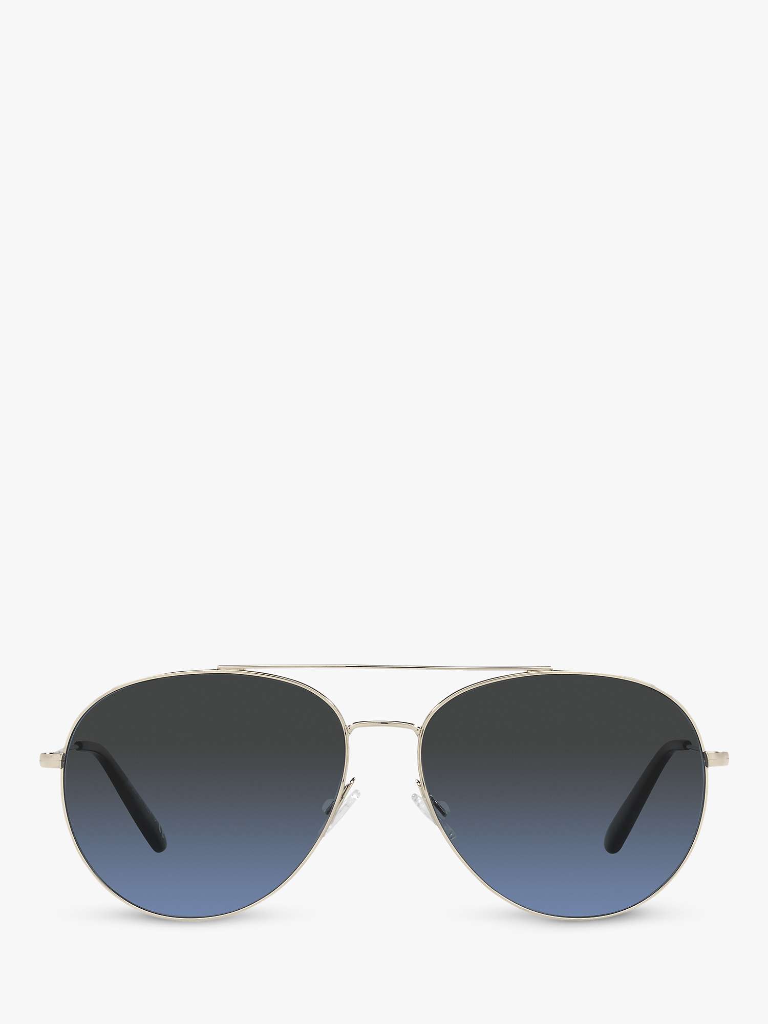 Buy Oliver Peoples OV1286S Unisex Polarised Aviator Sunglasses, Soft Gold/Blue Gradient Online at johnlewis.com