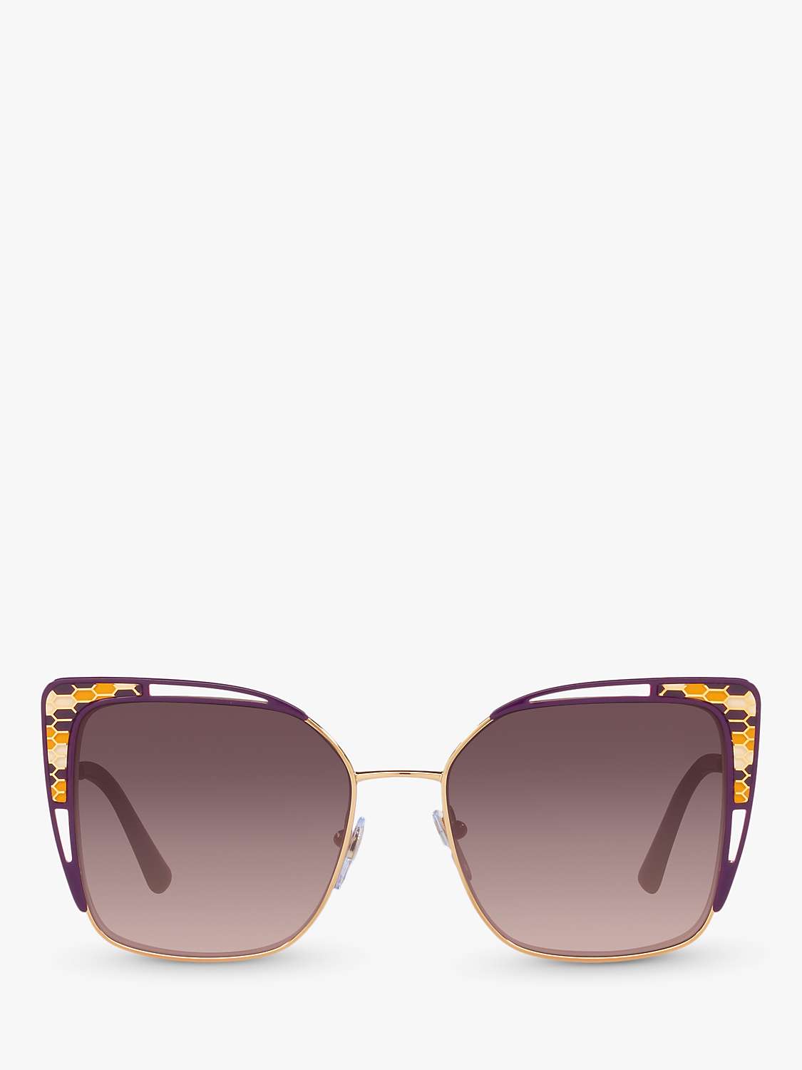 Buy BVLGARI BV6179 Women's Butterfly Sunglasses, Gold/Purple Gradient Online at johnlewis.com