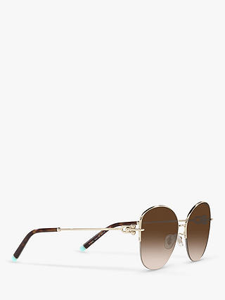 Tiffany & Co TF3082 Women's Pillow Shape Sunglasses, Pale Gold/Brown Gradient