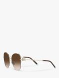 Tiffany & Co TF3082 Women's Pillow Shape Sunglasses, Pale Gold/Brown Gradient