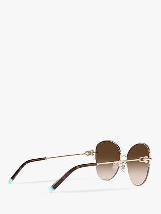 Tiffany & Co TF3082 Women's Pillow Shape Sunglasses, Pale Gold/Brown Gradient