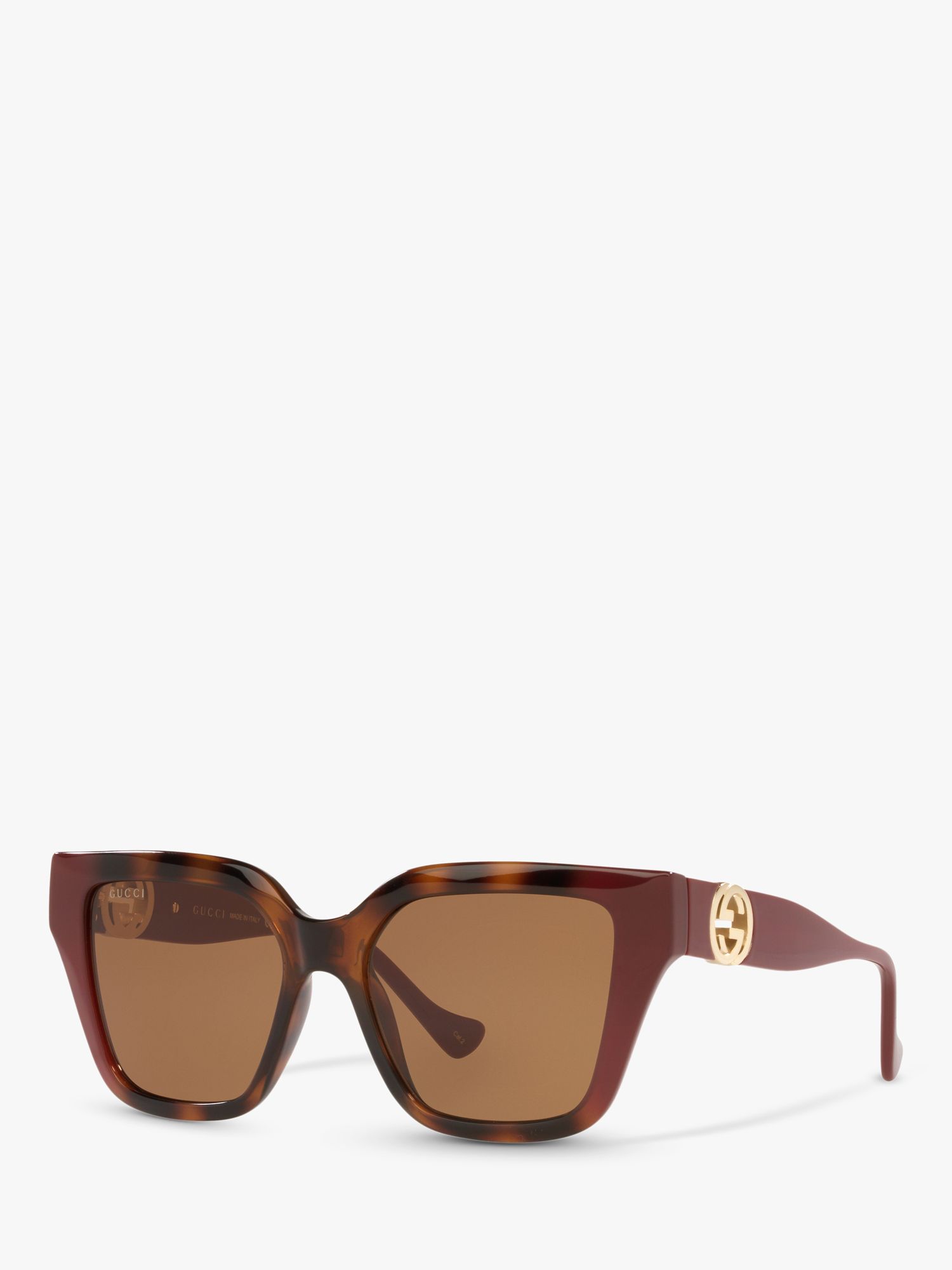 Gucci GG1023S Women's D-Frame Sunglasses, Brown Red/Brown at John Lewis ...