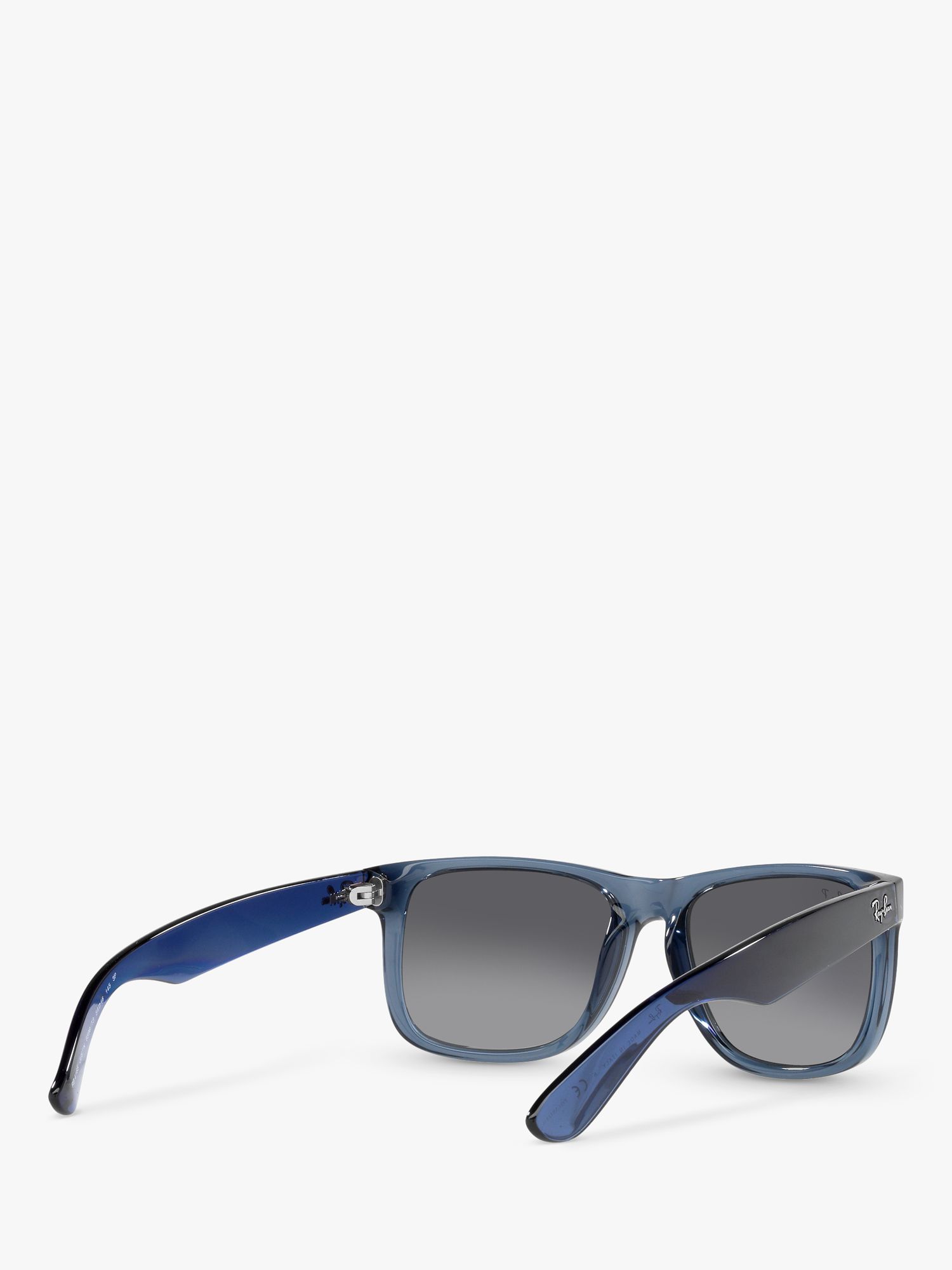Buy Ray-Ban RB4165 Men's Polarised Justin Square Sunglasses, Transparent Blue/Grey Gradient Online at johnlewis.com