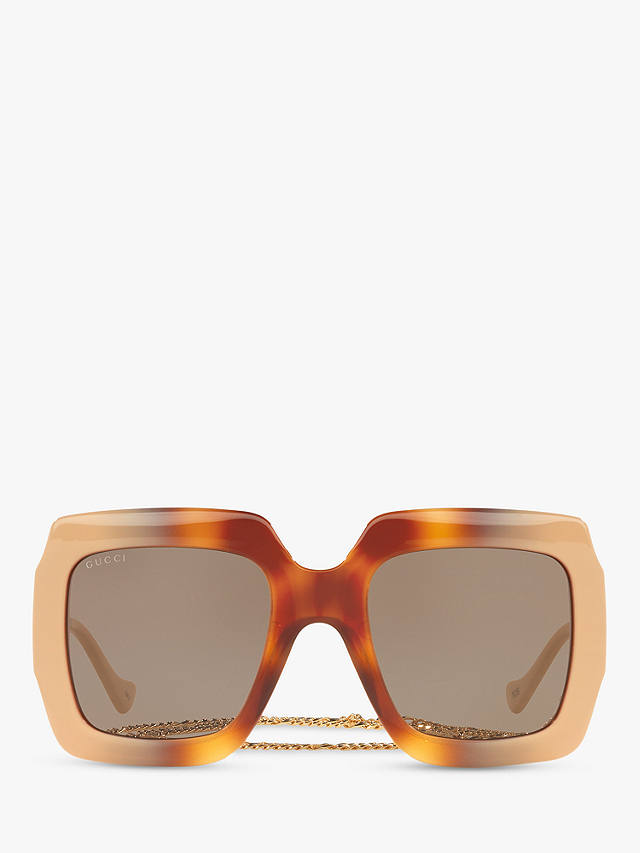 Gucci GG1022S Women's Chunky Square Sunglasses, Beige/Grey