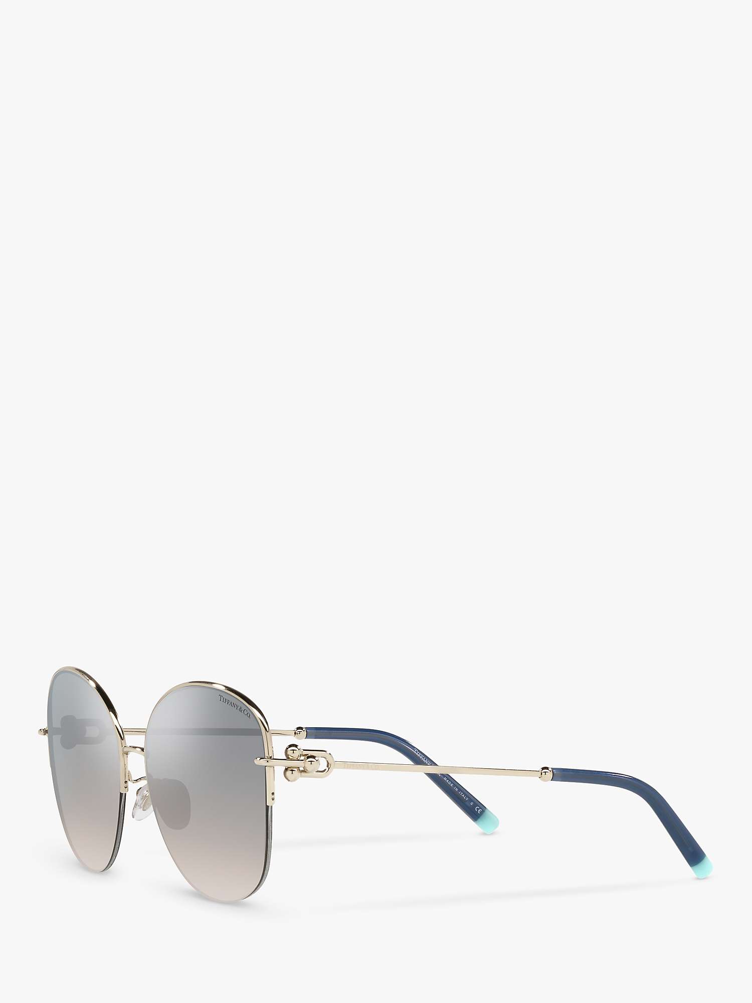 Buy Tiffany & Co TF3082 Women's Pillow Shape Sunglasses, Pale Gold/Blue Mirror Online at johnlewis.com