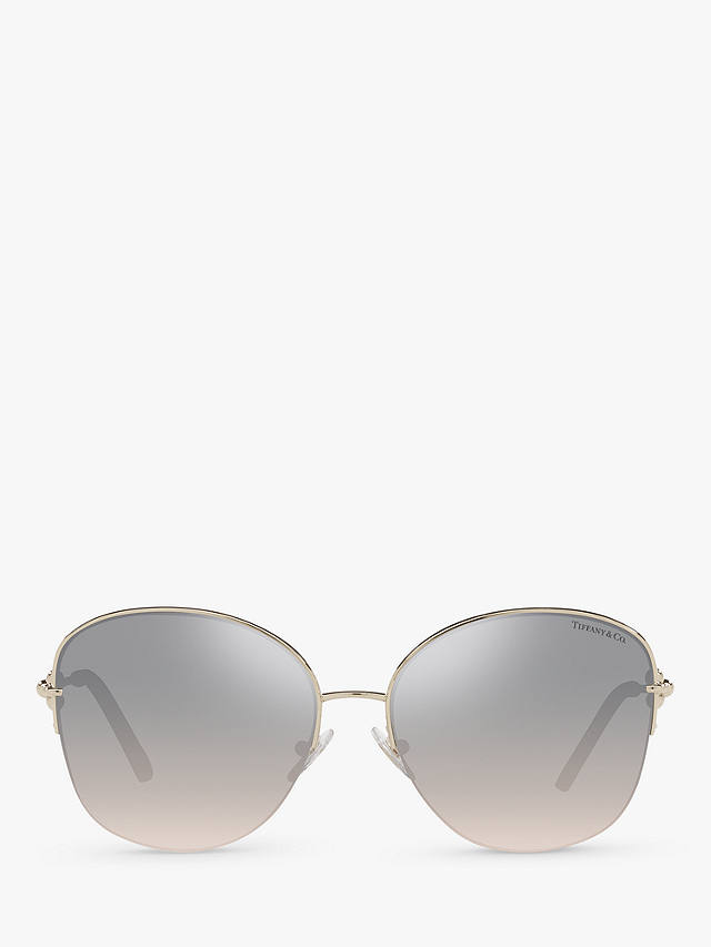 Tiffany & Co TF3082 Women's Pillow Shape Sunglasses, Pale Gold/Blue Mirror