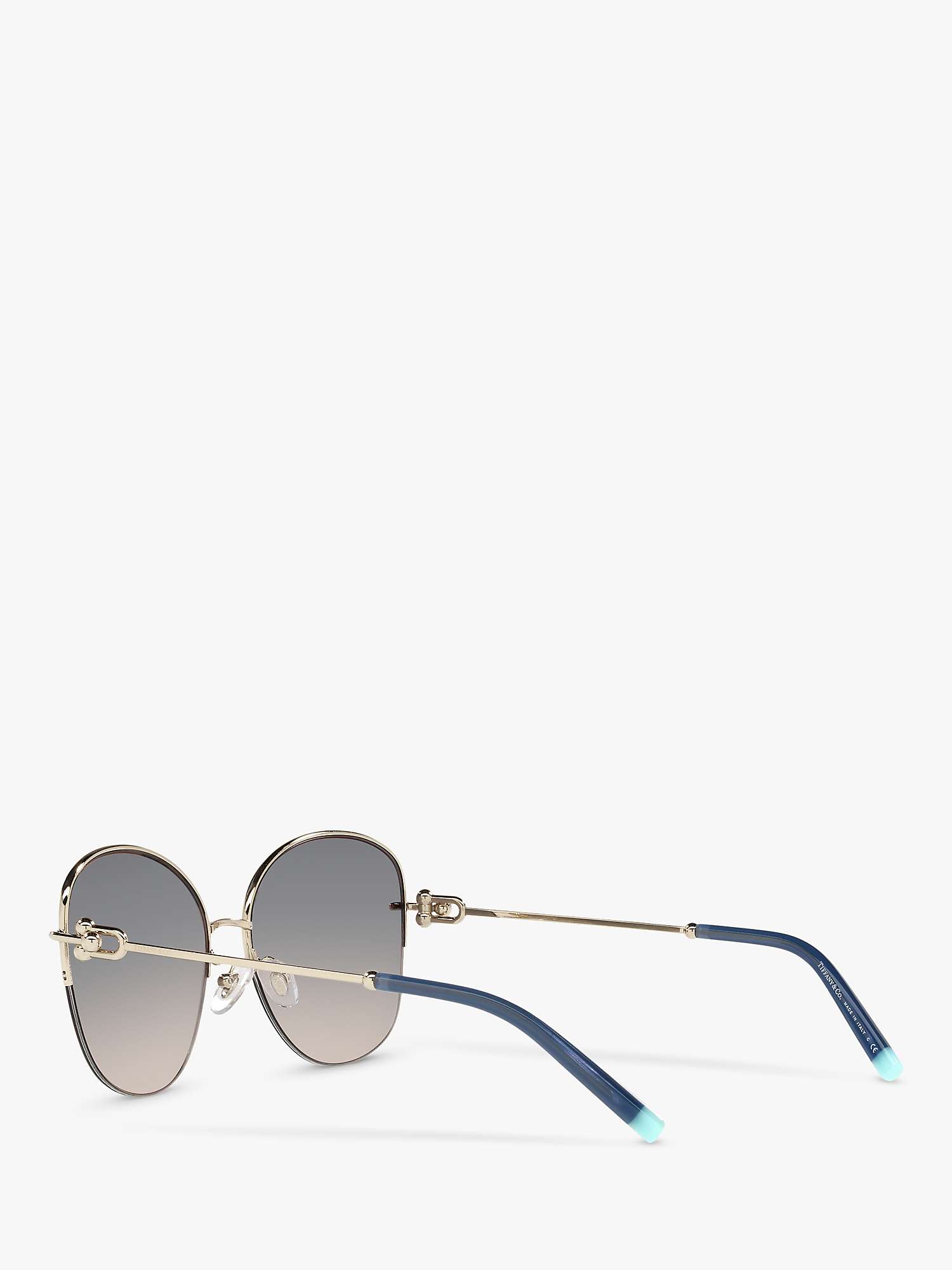 Buy Tiffany & Co TF3082 Women's Pillow Shape Sunglasses, Pale Gold/Blue Mirror Online at johnlewis.com