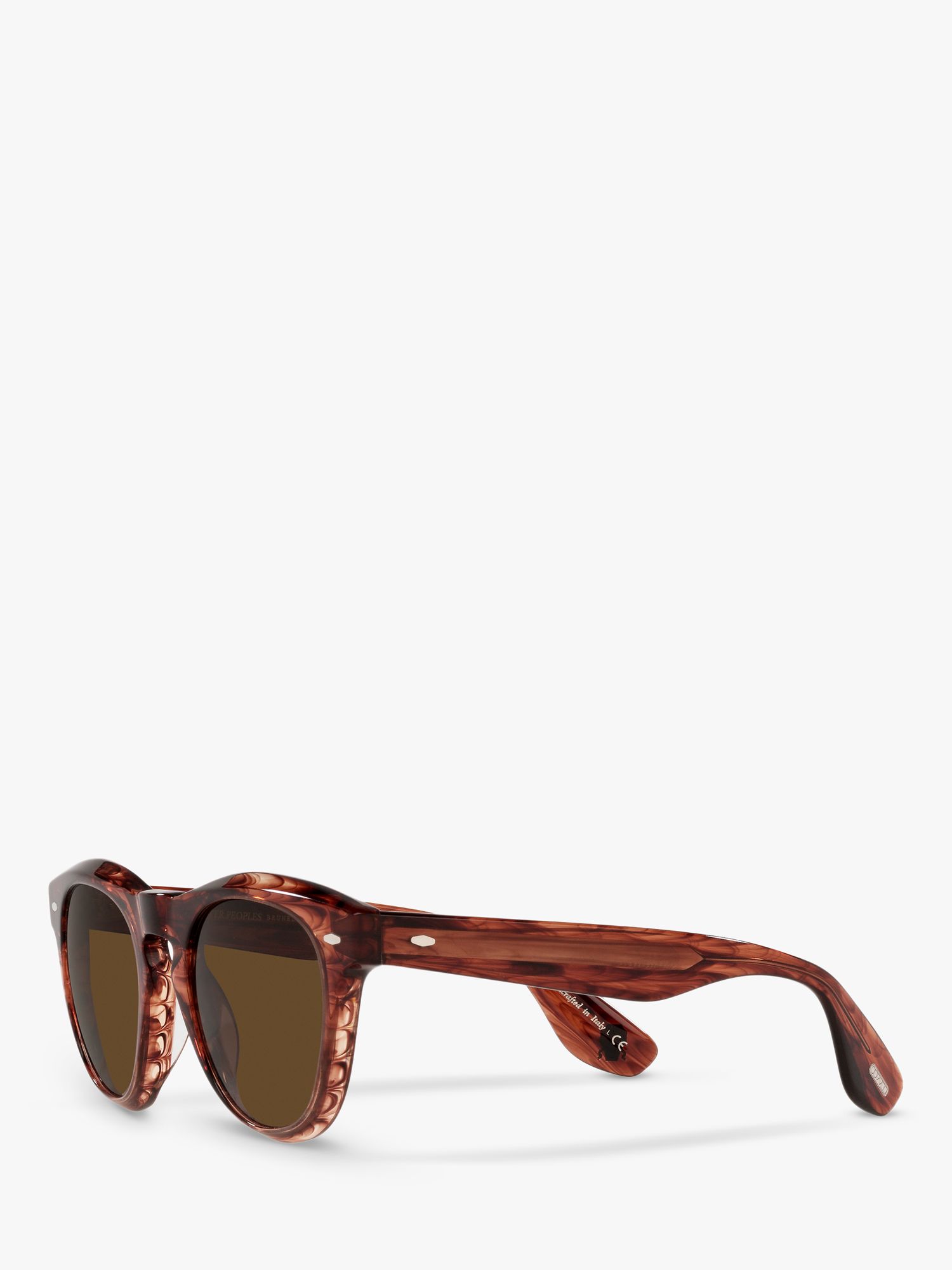 Oliver Peoples OV5473SU Unisex Nino Polarised Oval Sunglasses, Dark Amber  Smoke/Brown at John Lewis & Partners