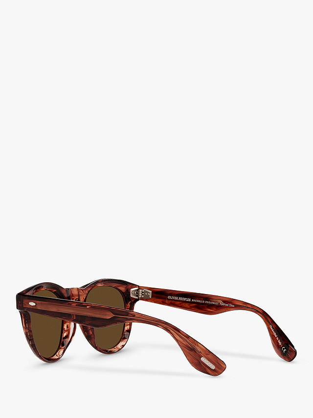 Oliver Peoples OV5473SU Unisex Nino Polarised Oval Sunglasses, Dark Amber Smoke/Brown
