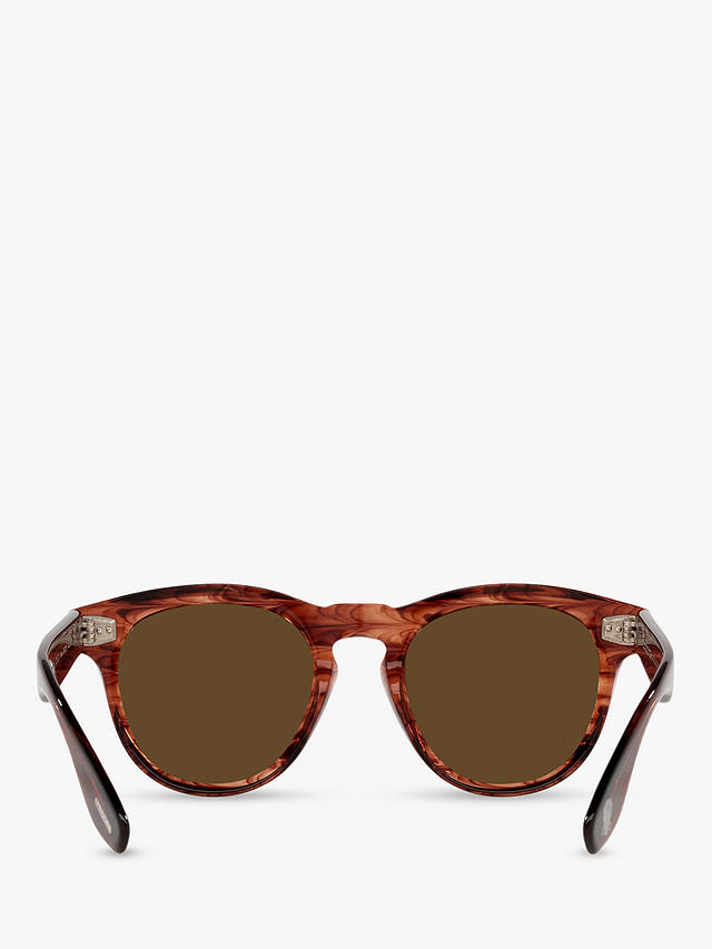 Oliver Peoples OV5473SU Unisex Nino Polarised Oval Sunglasses, Dark Amber Smoke/Brown