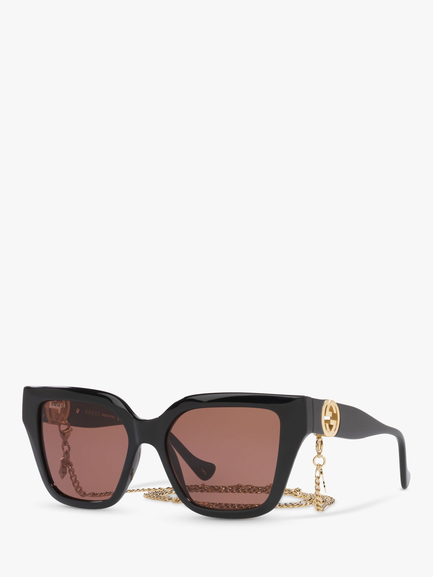 Gucci GG1023S Women's D-Frame Sunglasses, Black/Brown at John Lewis ...