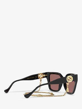 Gucci GG1023S Women's D-Frame Sunglasses, Black/Brown