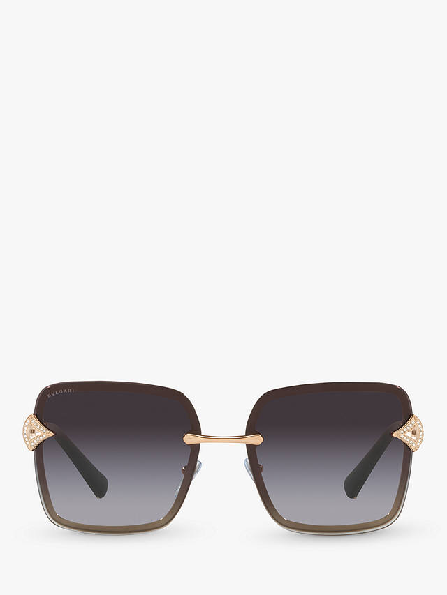 BVLGARI BV6167B Women's Square Sunglasses, Pink Gold/Blue Gradient