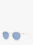 Ralph PH4184 Men's Round Shape Sunglasses, Shiny White/Blue