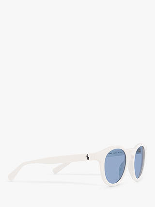 Ralph PH4184 Men's Round Shape Sunglasses, Shiny White/Blue