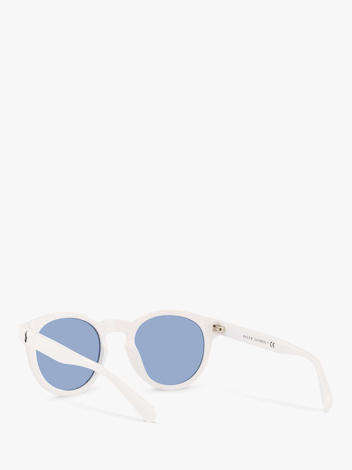 Buy Ralph PH4184 Men's Round Shape Sunglasses, Shiny White/Blue Online at johnlewis.com
