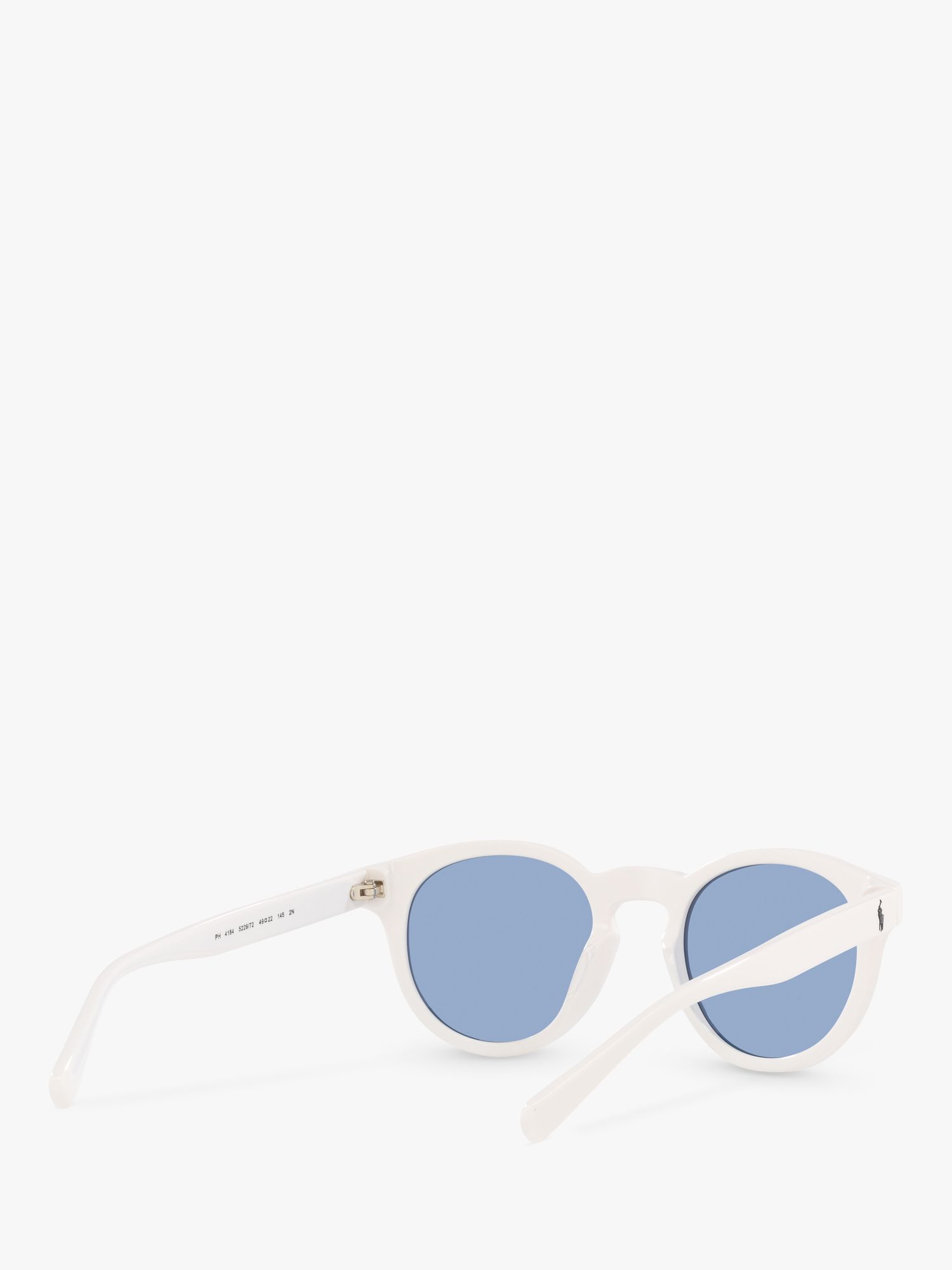 Ralph PH4184 Men's Round Shape Sunglasses, Shiny White/Blue