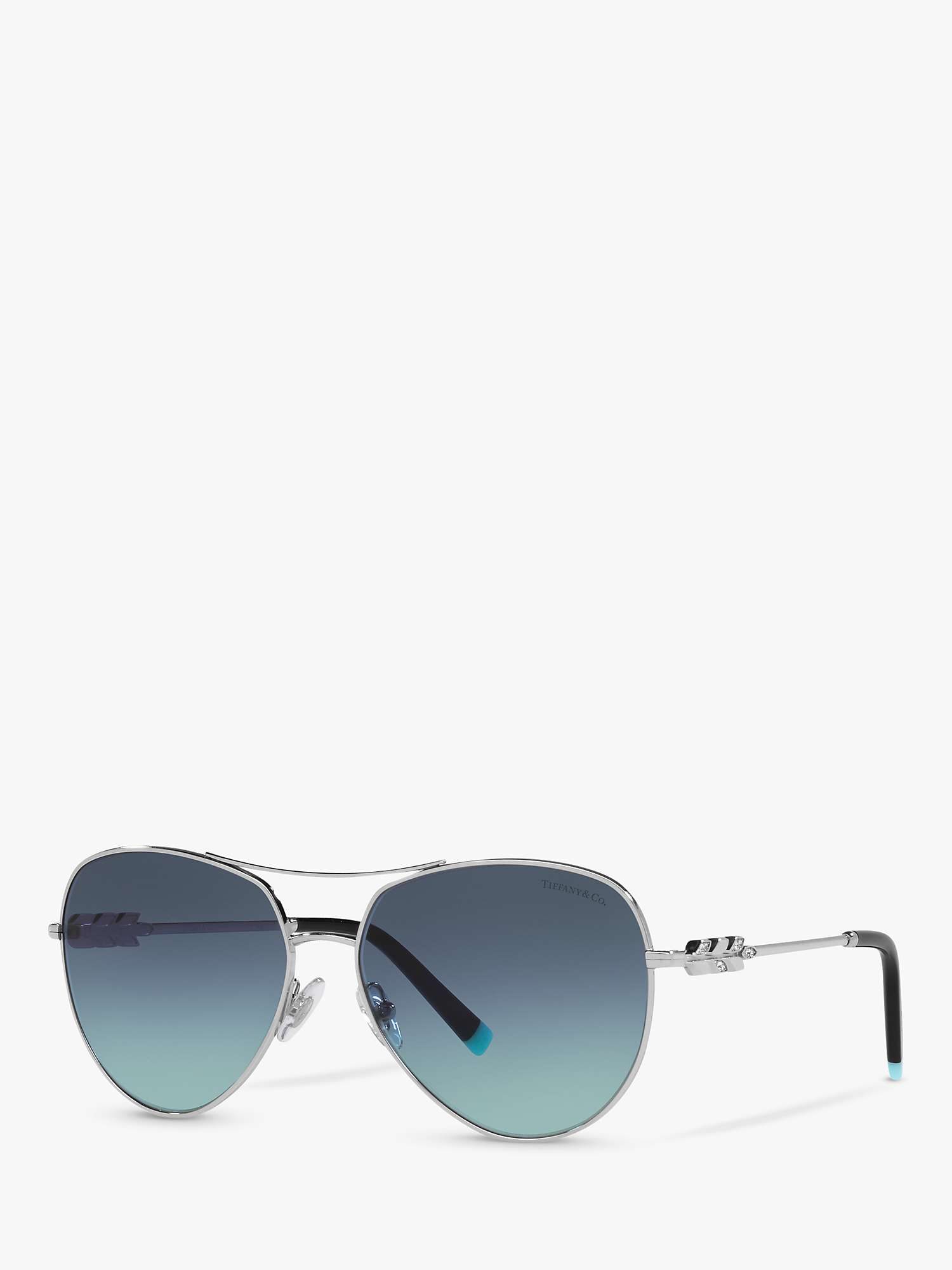 Buy Tiffany & Co TF3083B Women's Pilot Sunglasses, Silver/Blue Gradient Online at johnlewis.com