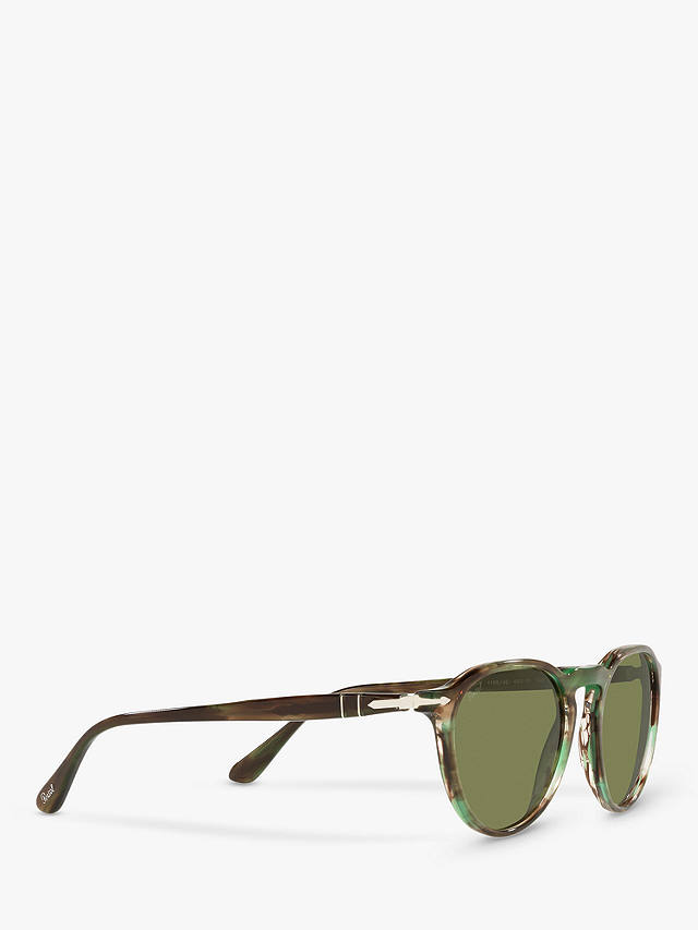 Persol PO3286S Unisex Oval Sunglasses, Green Havana/Green