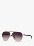 Michael Kors MK5007 Hvar I Aviator Sunglasses, Rose Gold/Grey Gradient