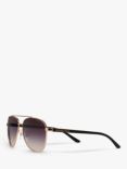 Michael Kors MK5007 Hvar I Aviator Sunglasses, Rose Gold/Grey Gradient