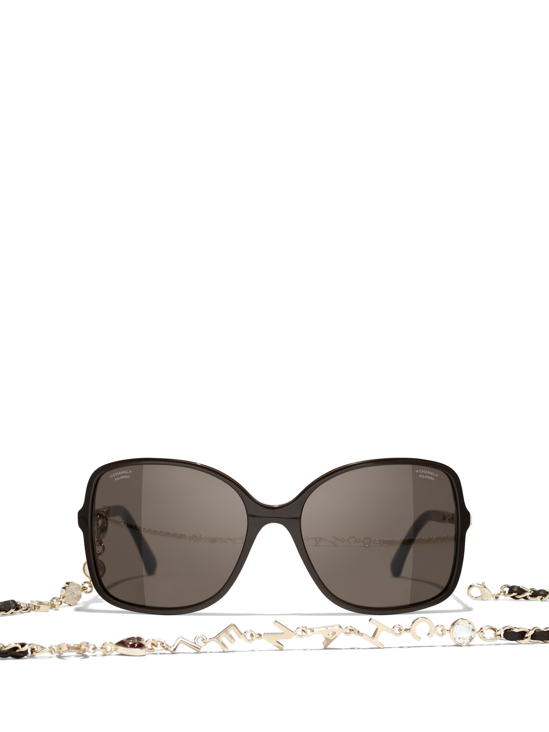 CHANEL Square Sunglasses CH5210Q Brown at John Lewis & Partners