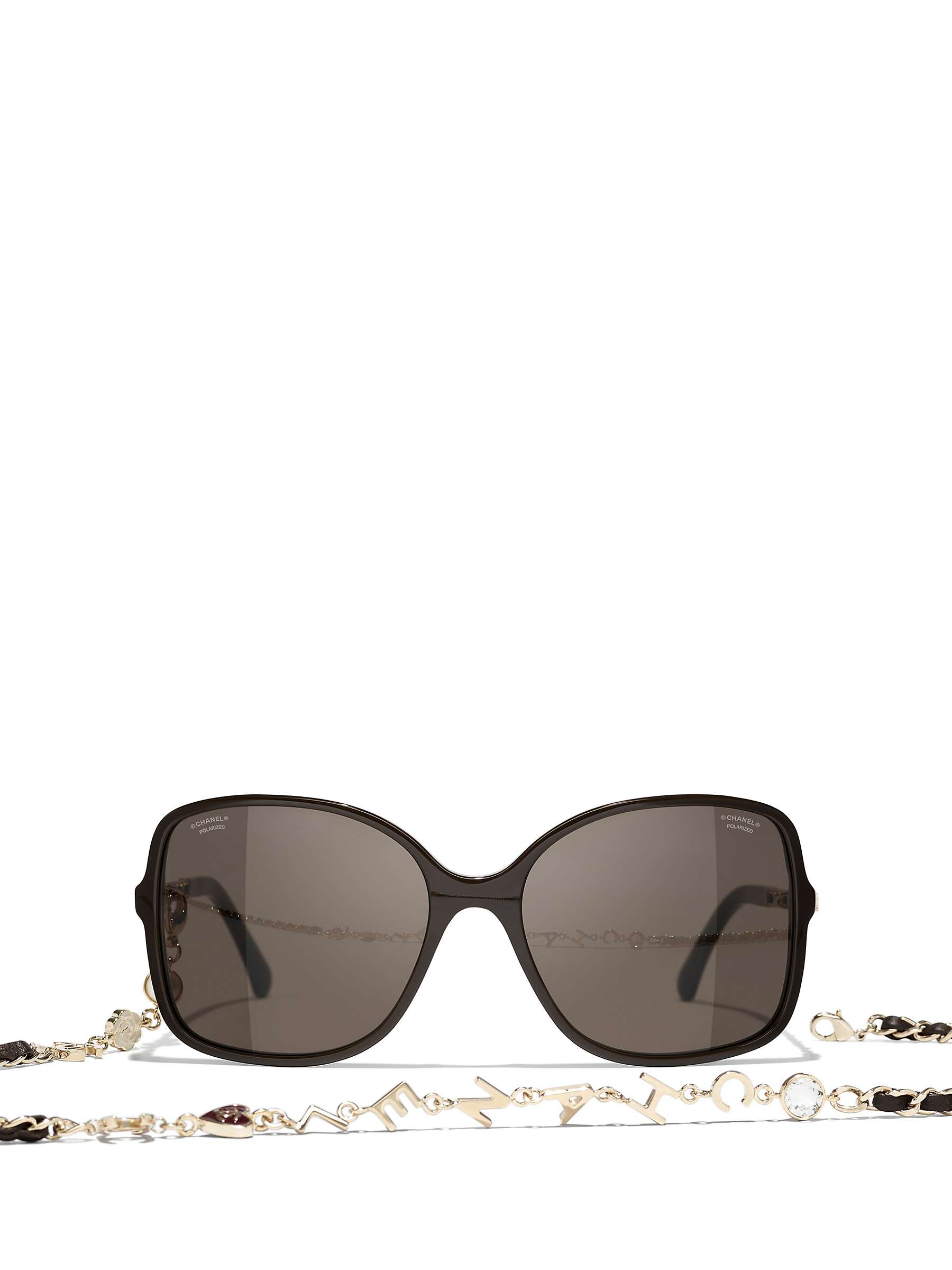Buy CHANEL Square Sunglasses CH5210Q Brown Online at johnlewis.com