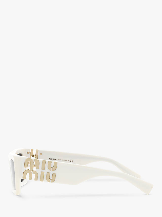 Miu Miu MU 09WS Women's Rectangular Sunglasses, White/Grey