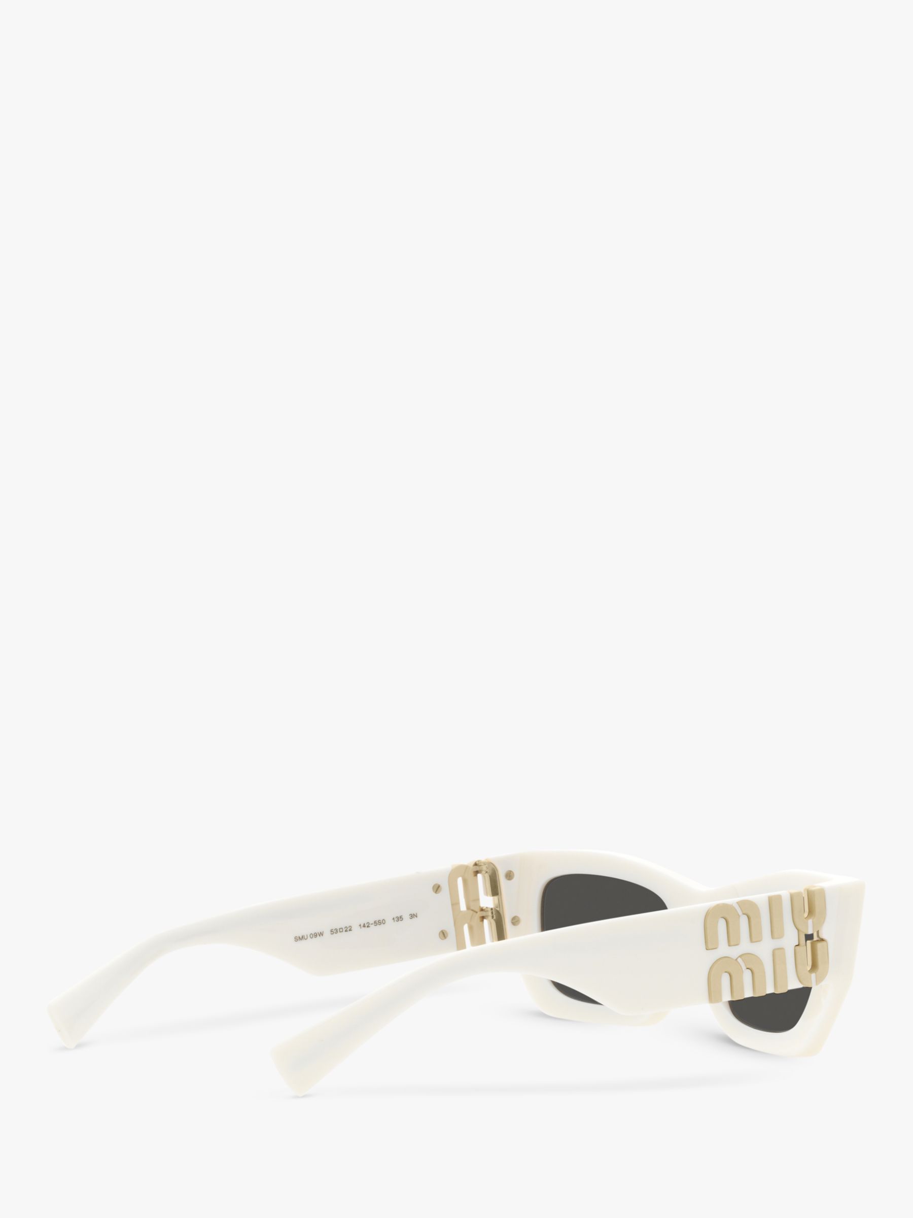 Miu Miu MU 09WS Women's Rectangular Sunglasses, White/Grey at John ...