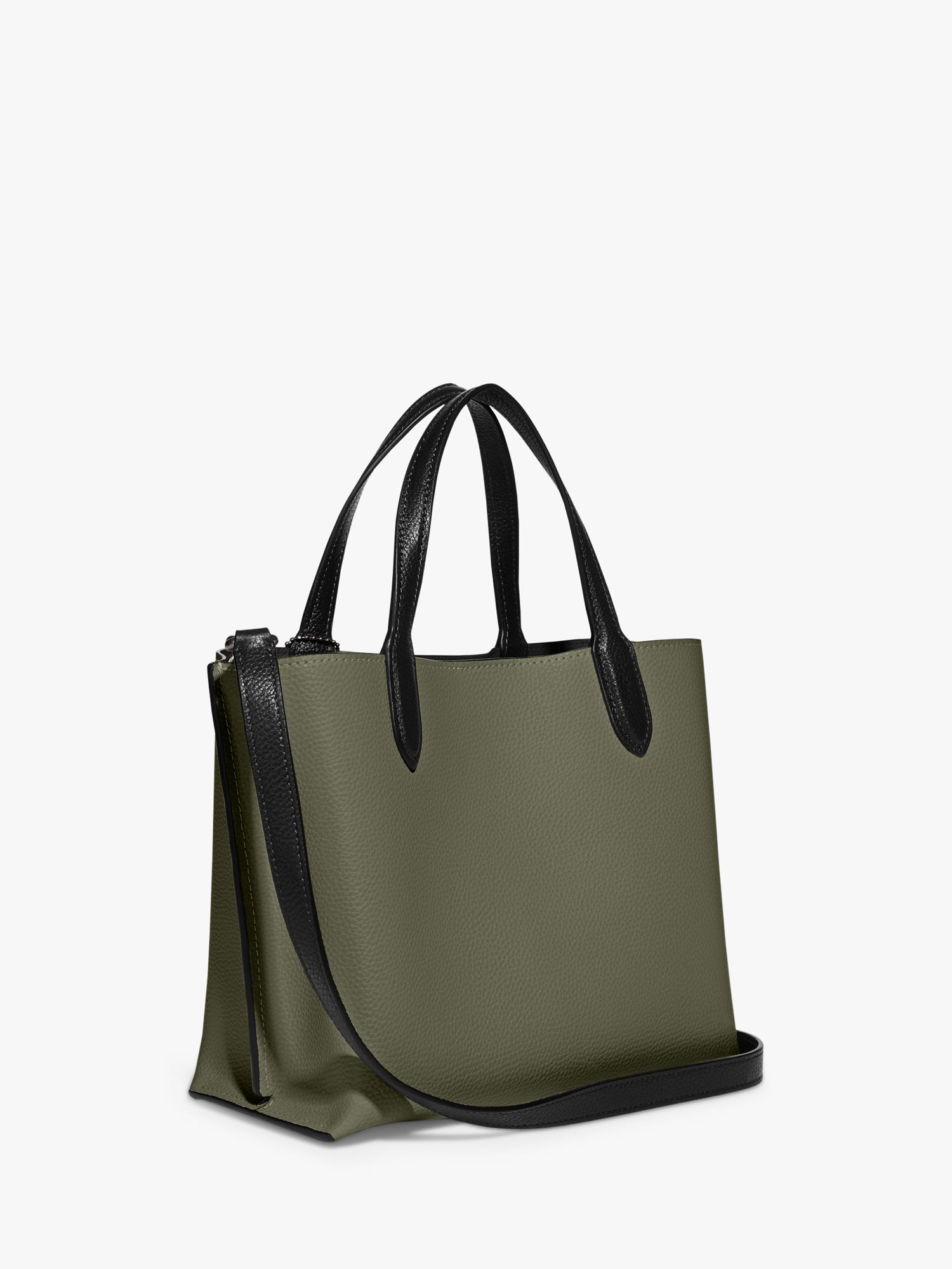 Coach Willow 24 Leather Shoulder Bag, Army Green at John Lewis & Partners