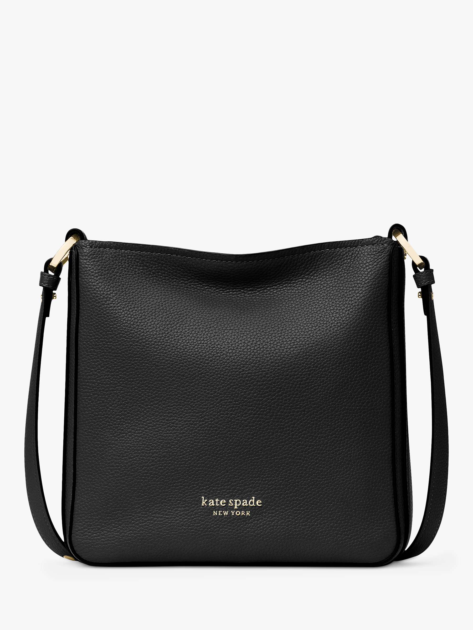 kate spade new york Hudson Small Leather Messenger Bag, Black at John Lewis  & Partners